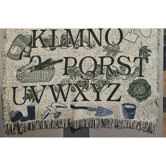 ABCs Of Gardening Throw Blanket 44”x56” Afghan Alphabet Tapestry - Picture 4 of 5